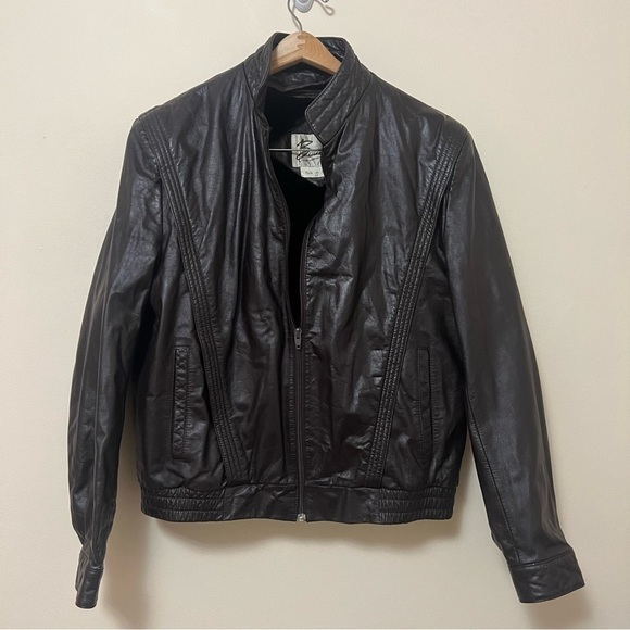 Vintage Bermans leather bomber jacket with removable faux fur lining M - Picture 1 of 6